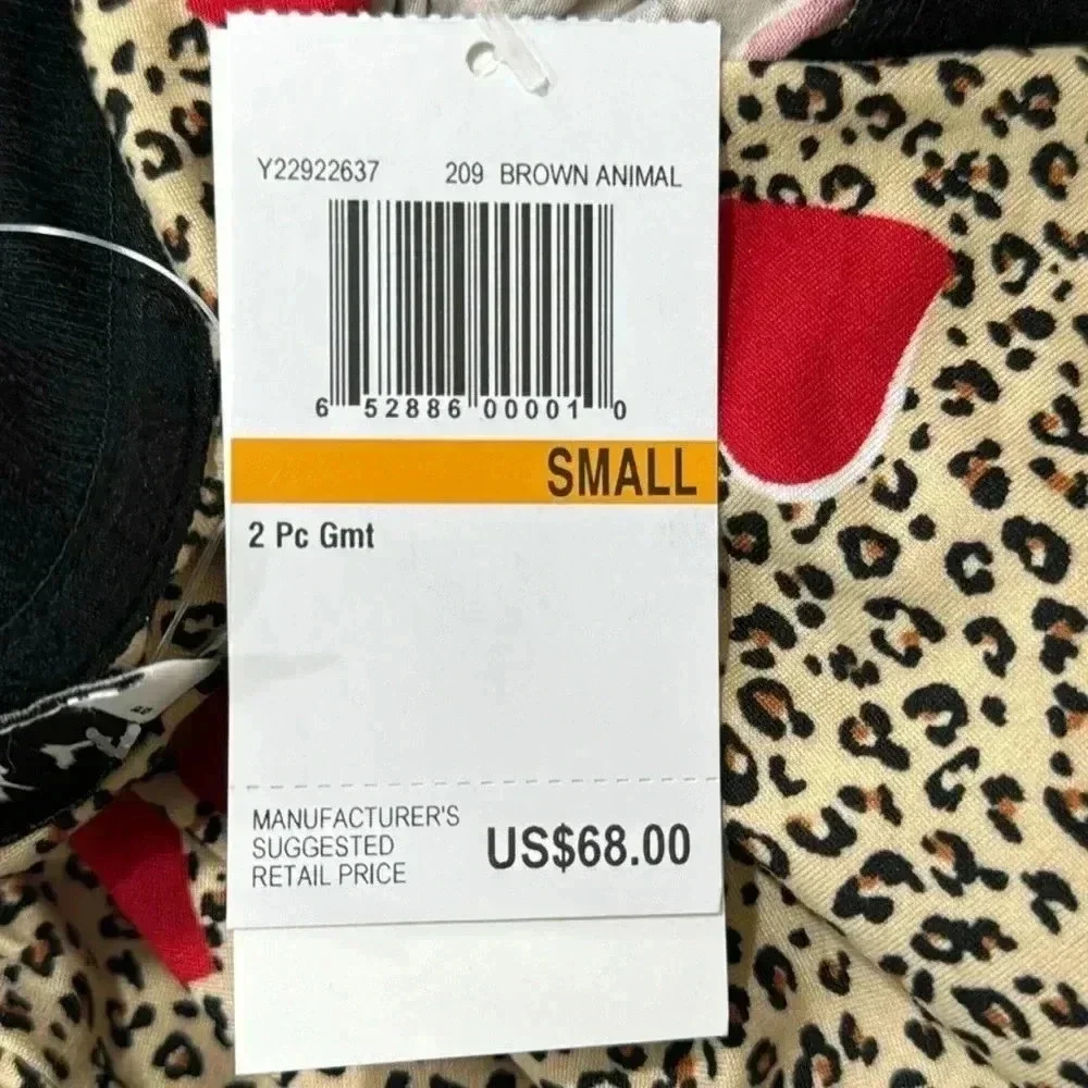 DKNY Animal Print Two Piece Pajamas Set - Size S
